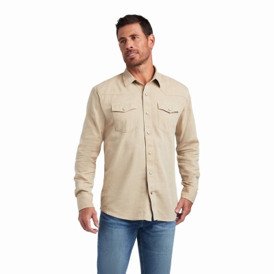 White Men's Ariat Jurlington Retro Fit Shirts | 3467-VWEAC