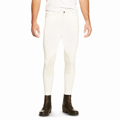 White Men's Ariat Olympia English Riding Pants | 7298-ZUJSF