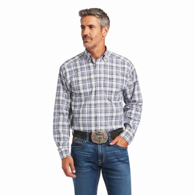 White Men's Ariat Pro Series Brady Classic Fit Shirts | 0613-IVSUD