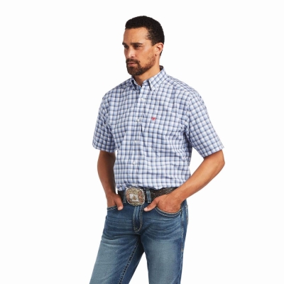 White Men's Ariat Pro Series Fred Classic Fit Shirts | 9381-SFNTO