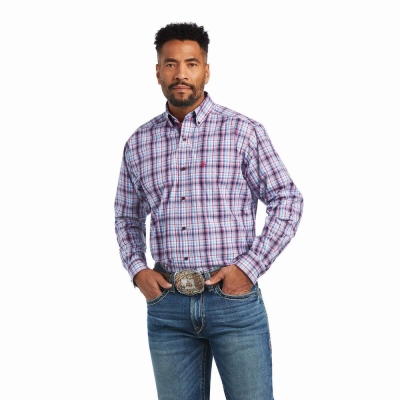 White Men's Ariat Pro Series Matthew Classic Fit Shirts | 5431-IAKXP