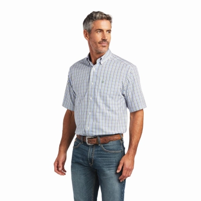 White Men's Ariat Wrinkle Free Everley Classic Fit Shirts | 2158-GTJUP