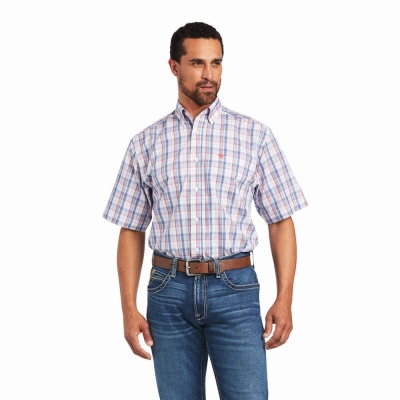 White Men's Ariat Wrinkle Free Nasir Classic Fit Shirts | 2176-VXORB