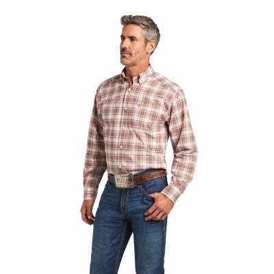 Yellow Men's Ariat Pro Series Bryce Stretch Classic Fit Shirts | 8021-ENLVJ