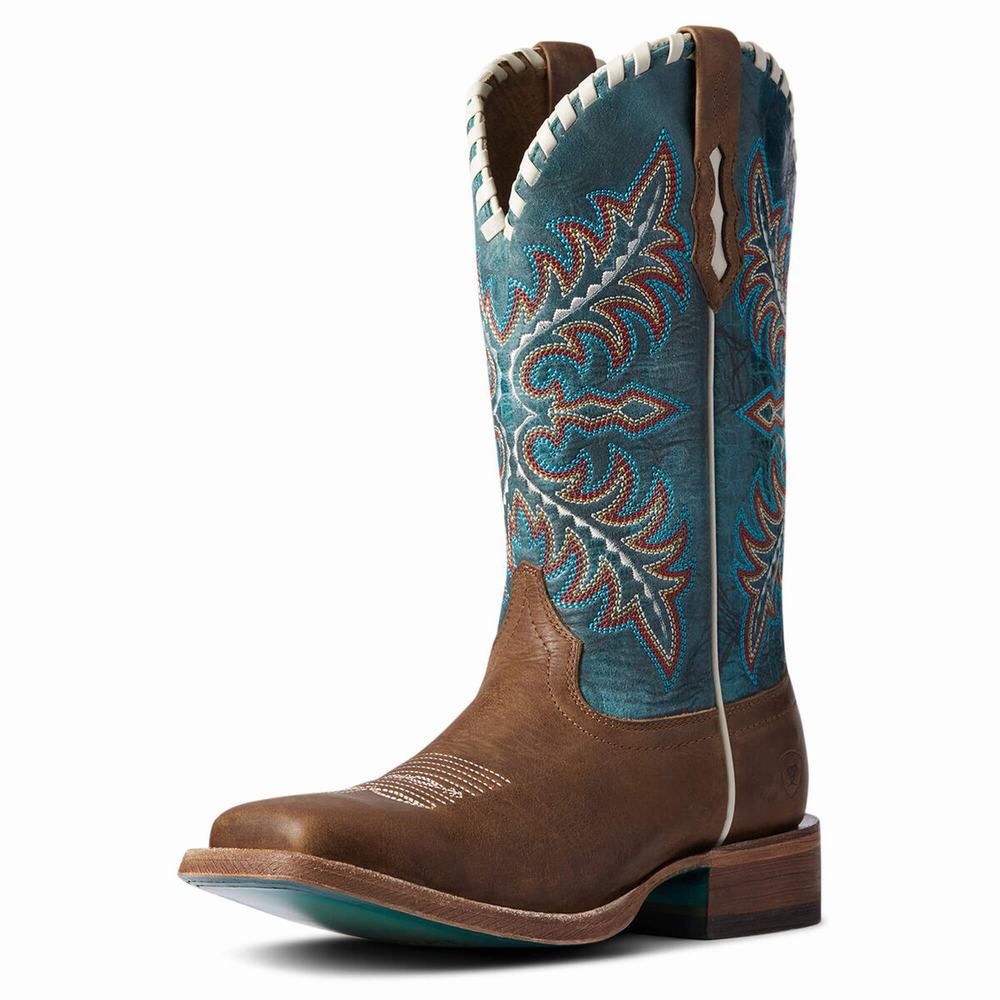 Beige Brown Women\'s Ariat Eldora Western Boots | 2791-YVHWD