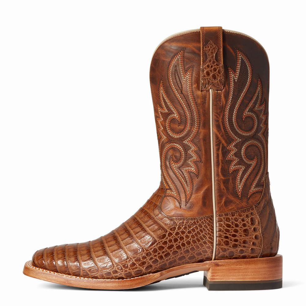 Beige Men's Ariat Relentless Denton Western Boots | 9603-PNILT