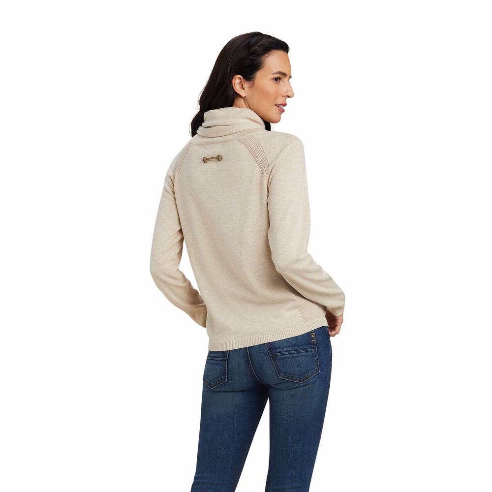 Beige Women's Ariat Lexi Sweaters | 3054-BURWK