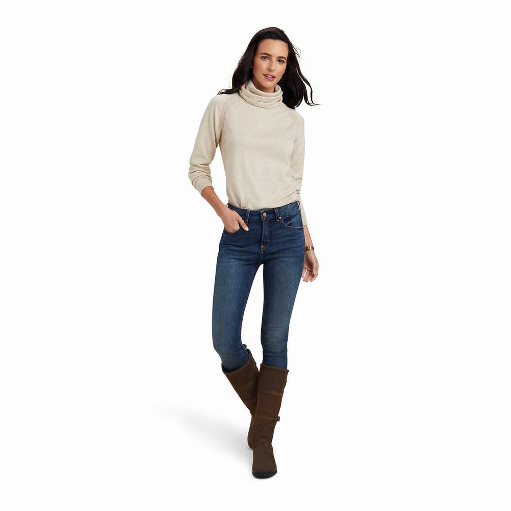 Beige Women's Ariat Lexi Sweaters | 3054-BURWK