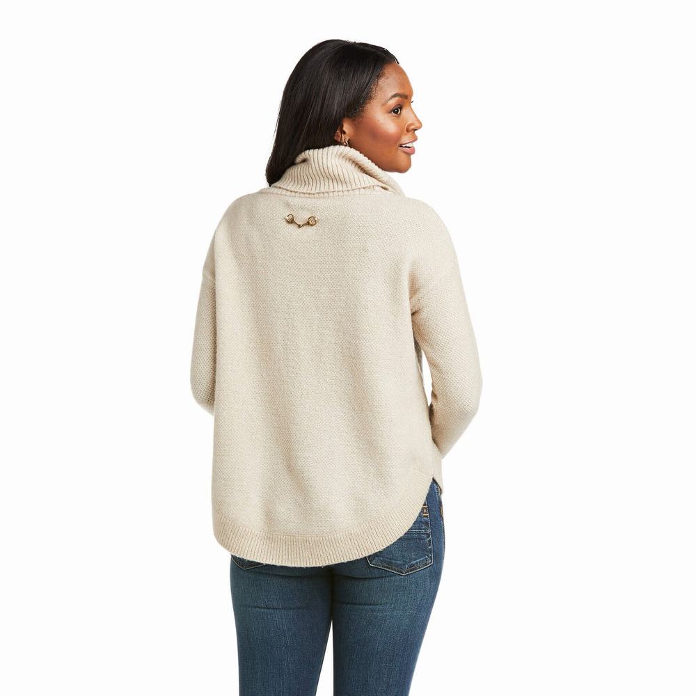 Beige Women's Ariat Montara Sweaters | 1896-BGLVN