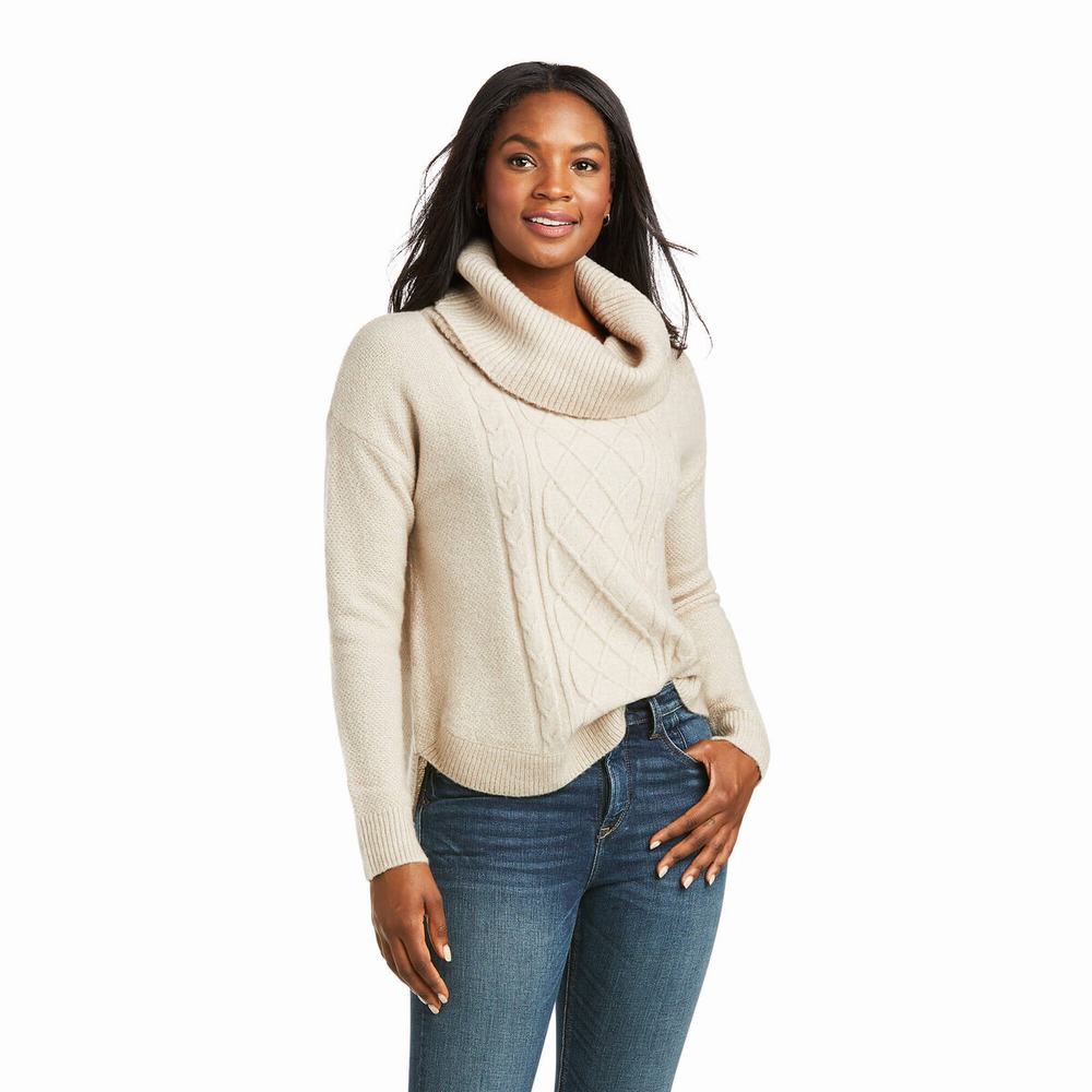 Beige Women\'s Ariat Montara Sweaters | 1896-BGLVN