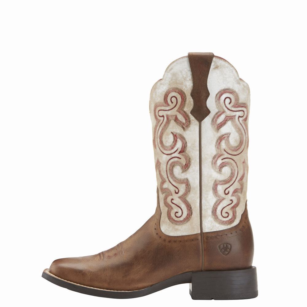 Beige Women's Ariat Quickdraw Western Boots | 2796-LZCIW