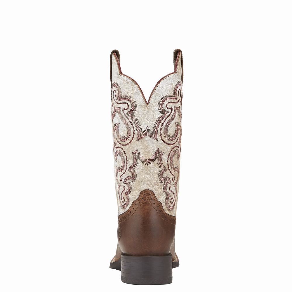 Beige Women's Ariat Quickdraw Western Boots | 2796-LZCIW