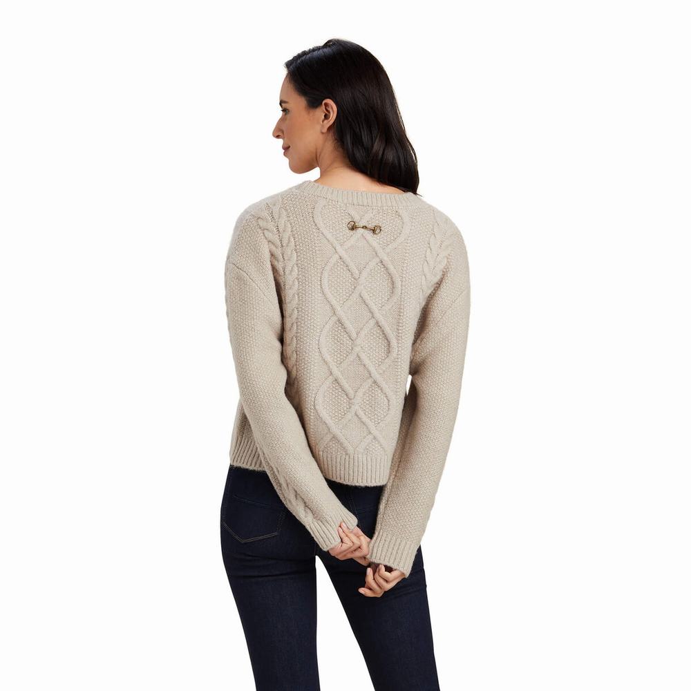 Beige Women's Ariat Winter Quarter Sweaters | 2037-PLVUH