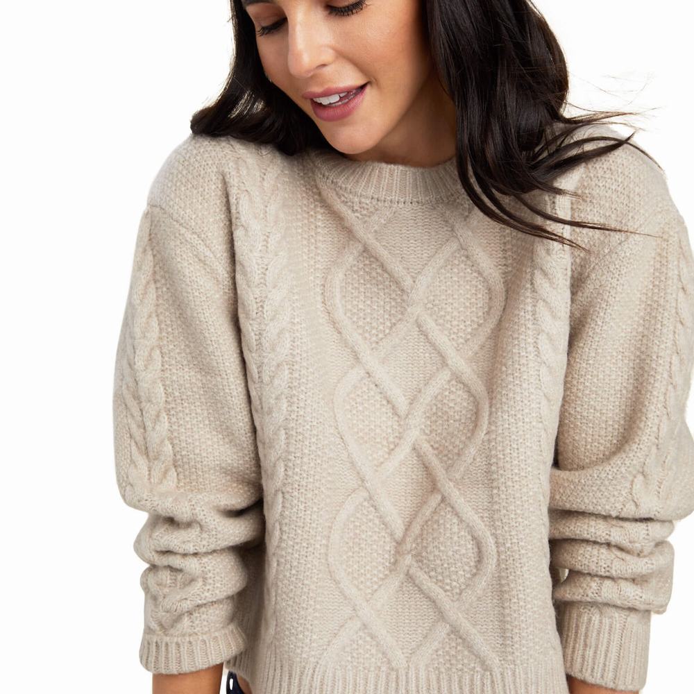 Beige Women's Ariat Winter Quarter Sweaters | 2037-PLVUH