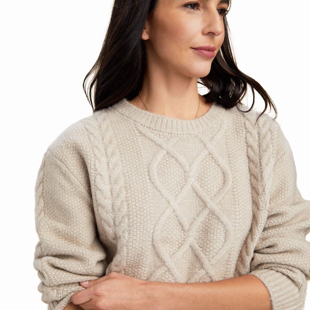 Beige Women's Ariat Winter Quarter Sweaters | 2037-PLVUH