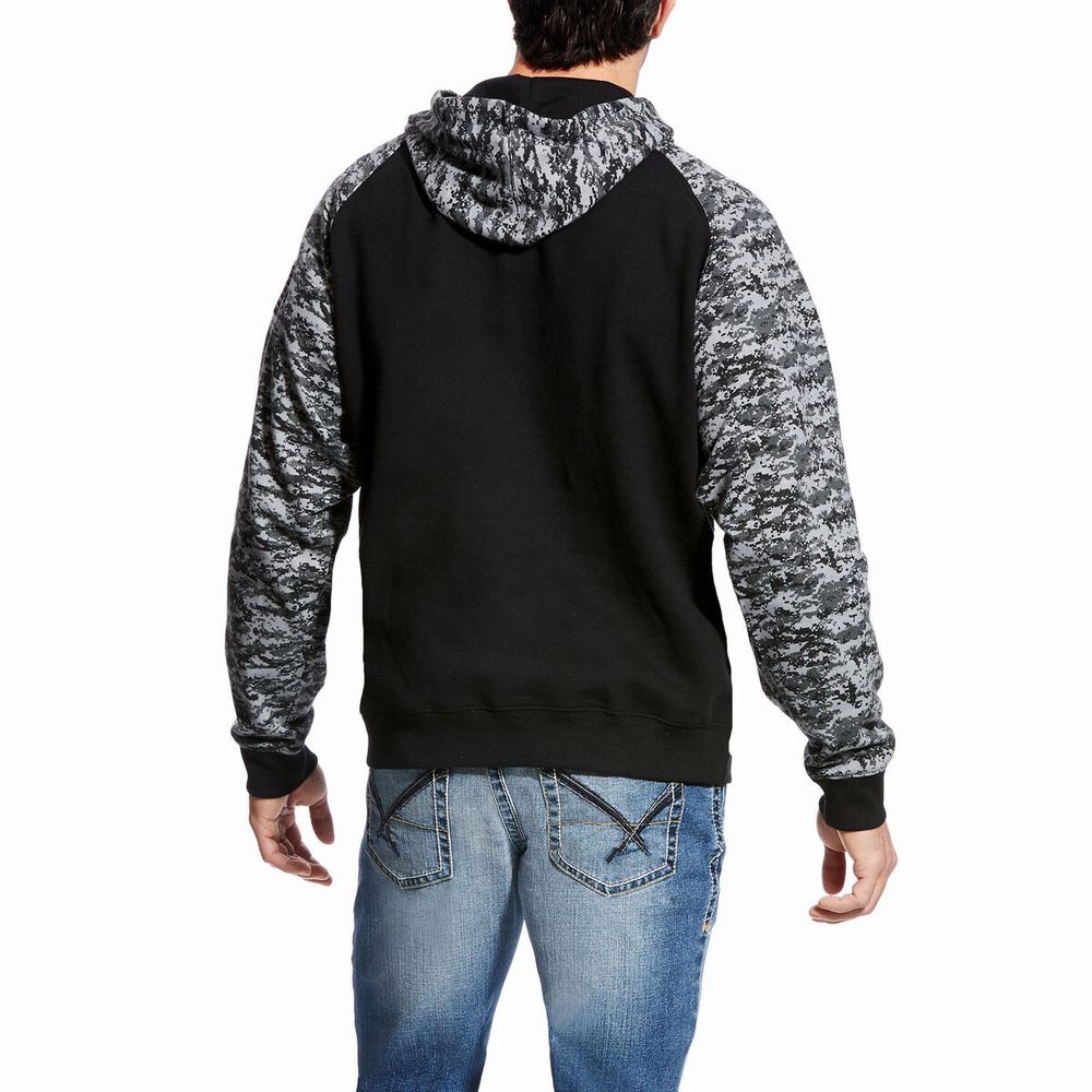 Black Camo Men's Ariat Patriot Hoodies | 6952-PEMJC