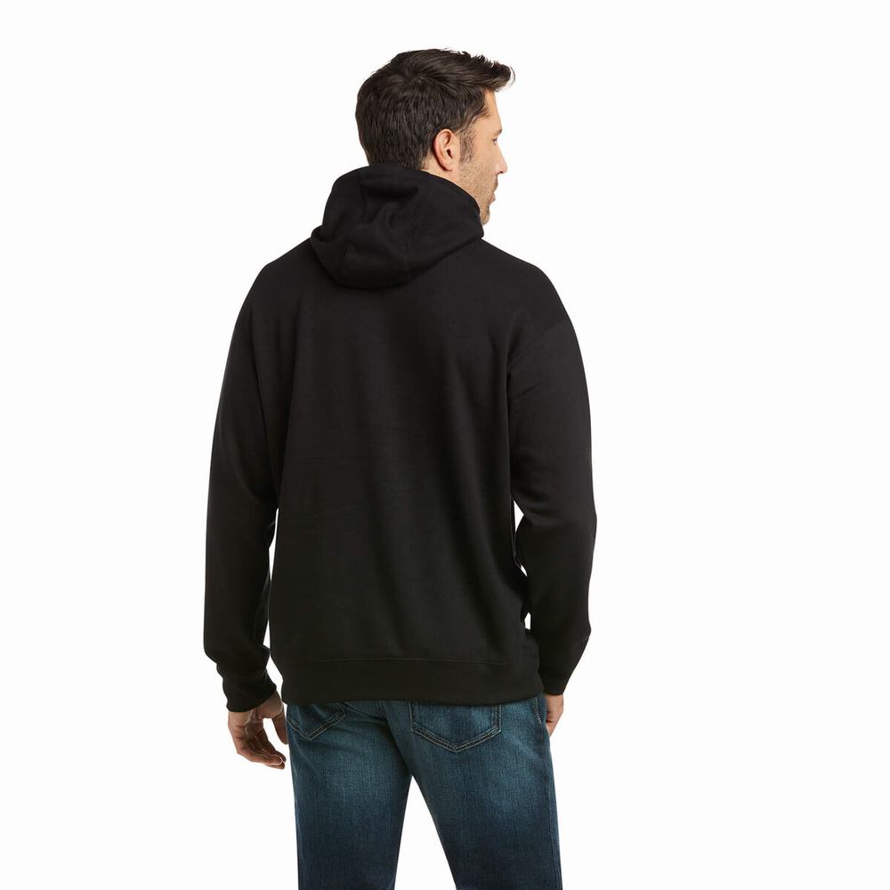 Black Men's Ariat Basic Hoodies | 0382-ZUNDQ