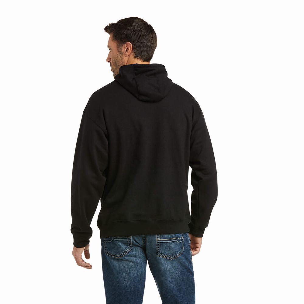 Black Men's Ariat Basic Hoodies | 6312-CPAHS