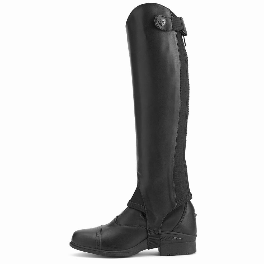 Black Men's Ariat Close Contour Chap Half Chap English Riding Boots | 3295-PQMDO