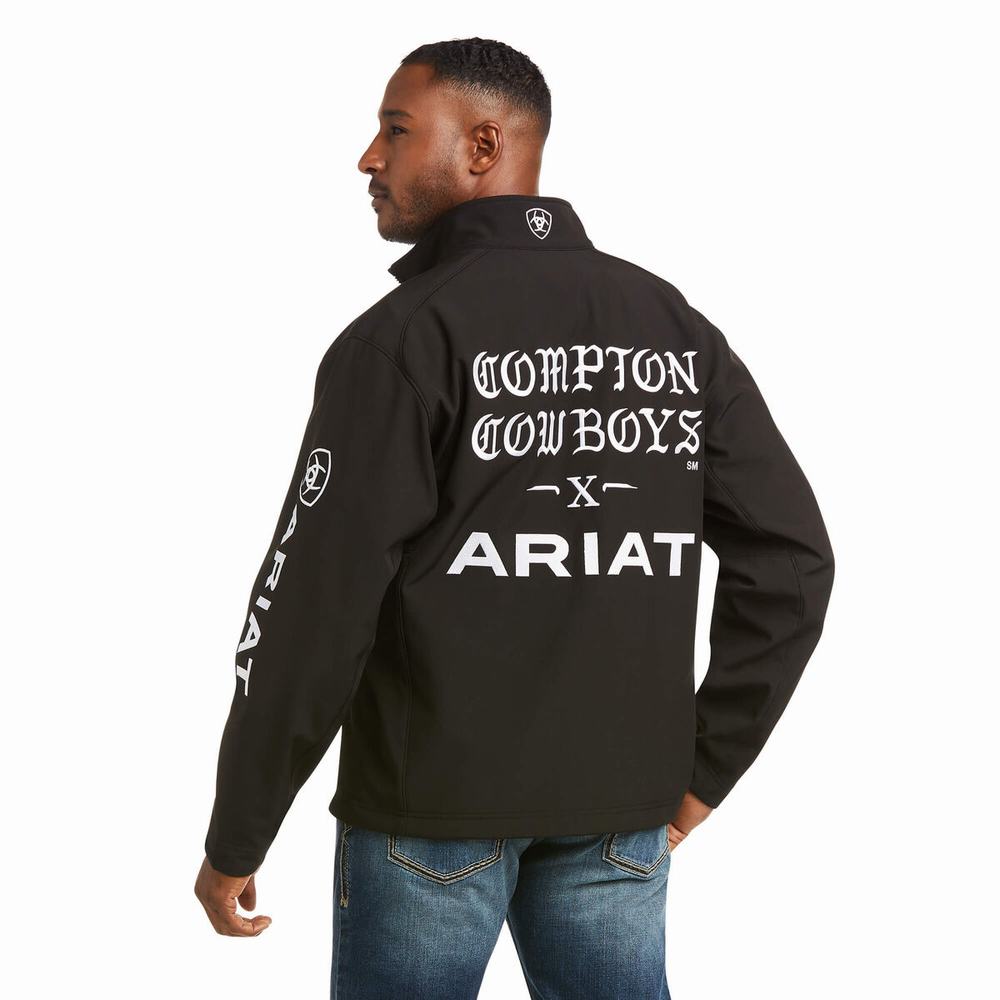 Black Men's Ariat Compton Cowboys Logo 2.0 Softshell Jackets | 7249-VYETU