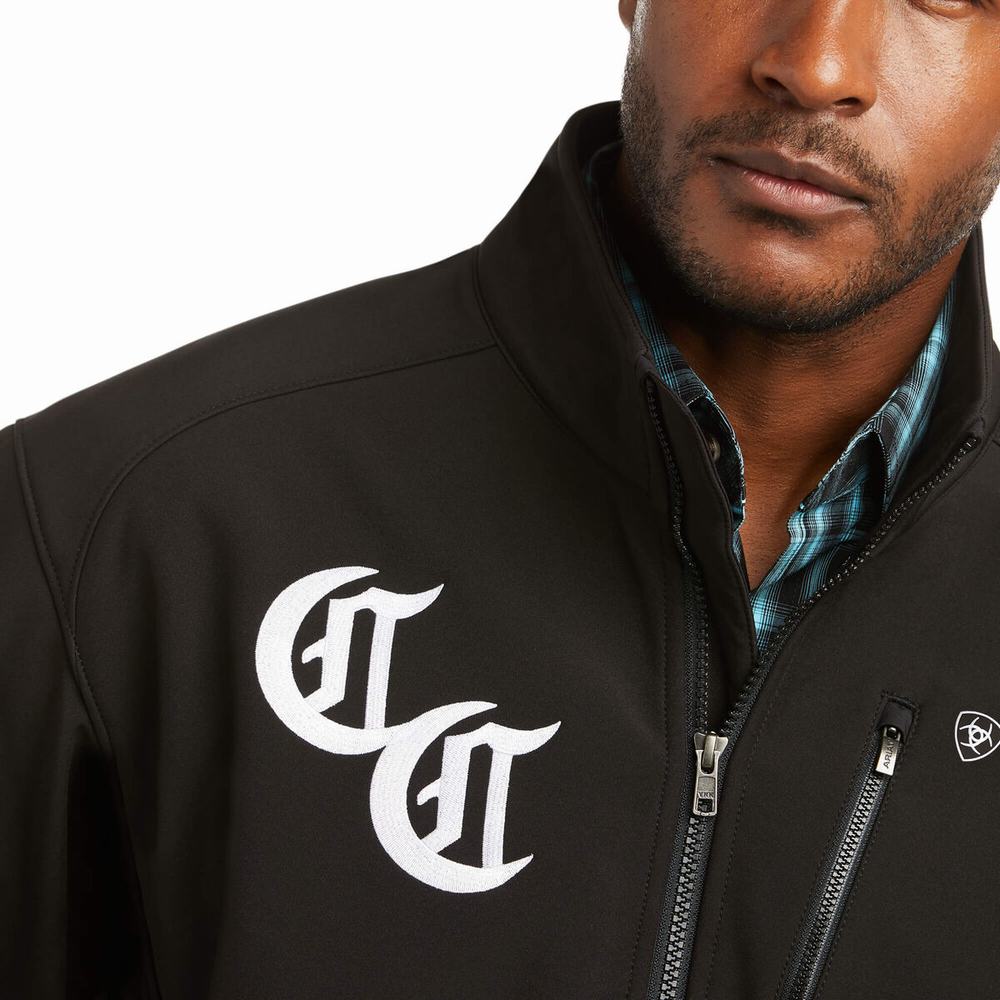 Black Men's Ariat Compton Cowboys Logo 2.0 Softshell Jackets | 7249-VYETU