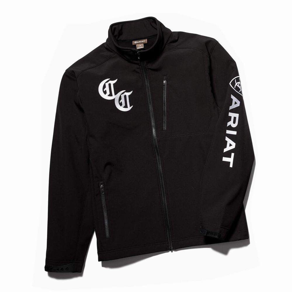 Black Men's Ariat Compton Cowboys Logo 2.0 Softshell Jackets | 7249-VYETU