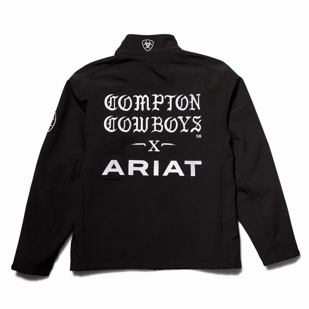 Black Men's Ariat Compton Cowboys Logo 2.0 Softshell Jackets | 7249-VYETU