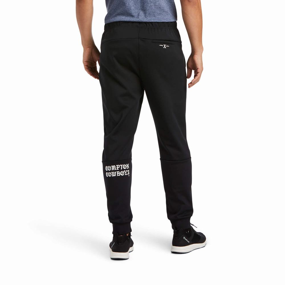 Black Men's Ariat Compton Cowboys Track Pants | 1548-GXODJ