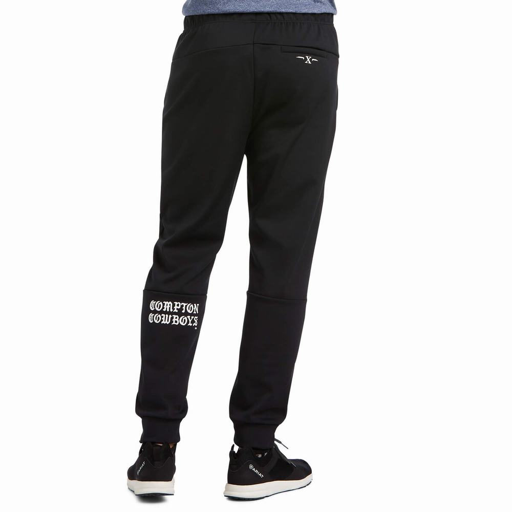 Black Men's Ariat Compton Cowboys Track Pants | 1548-GXODJ