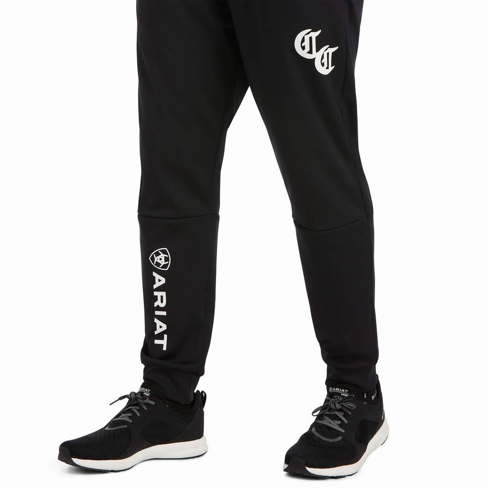 Black Men's Ariat Compton Cowboys Track Pants | 1548-GXODJ