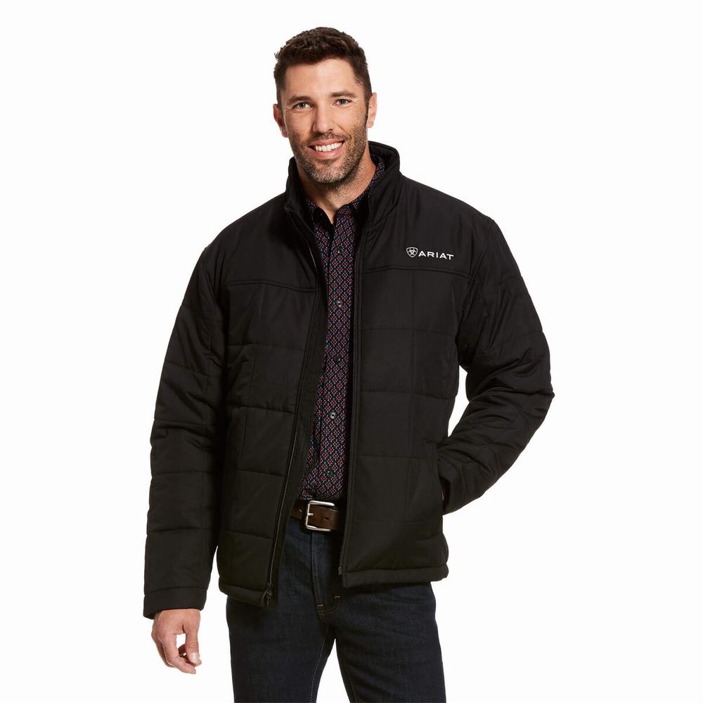 Black Men\'s Ariat Crius Insulated Jackets | 6894-XBEFQ