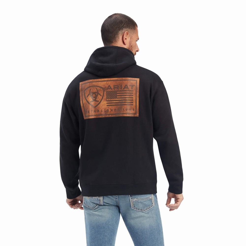 Black Men's Ariat EST Block Hoodies | 2913-BEJWV