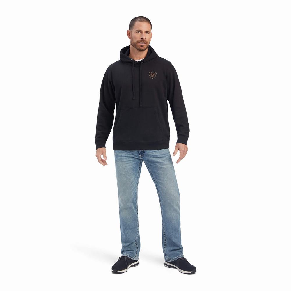 Black Men's Ariat EST Block Hoodies | 2913-BEJWV