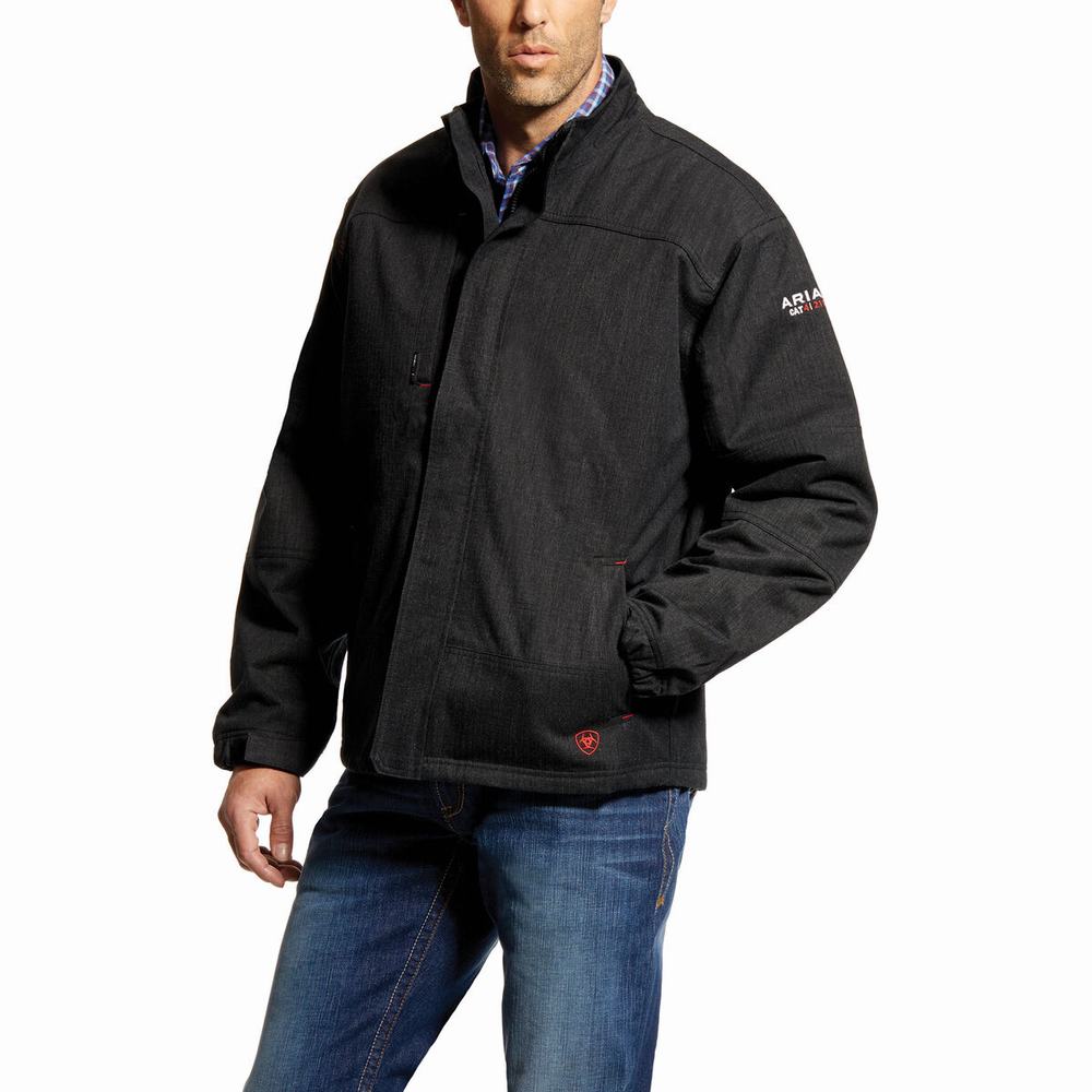 Black Men\'s Ariat FR H2O Waterproof Insulated Jackets | 7936-NVDWA