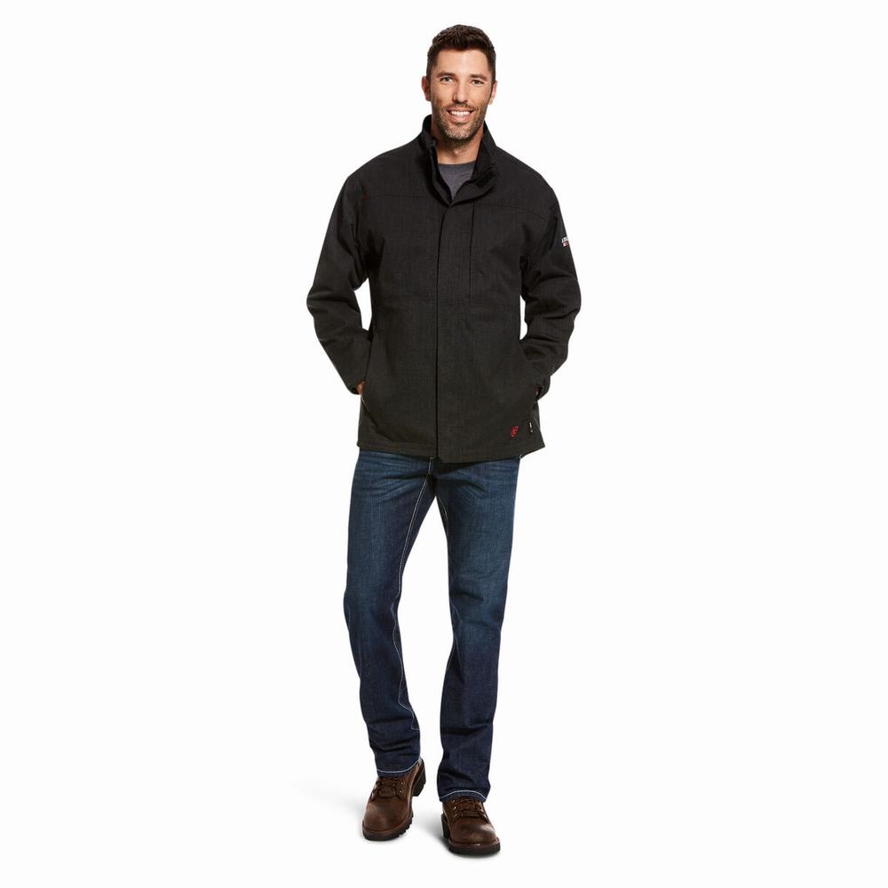 Black Men's Ariat FR H2O Waterproof Jackets | 2805-KDUXJ