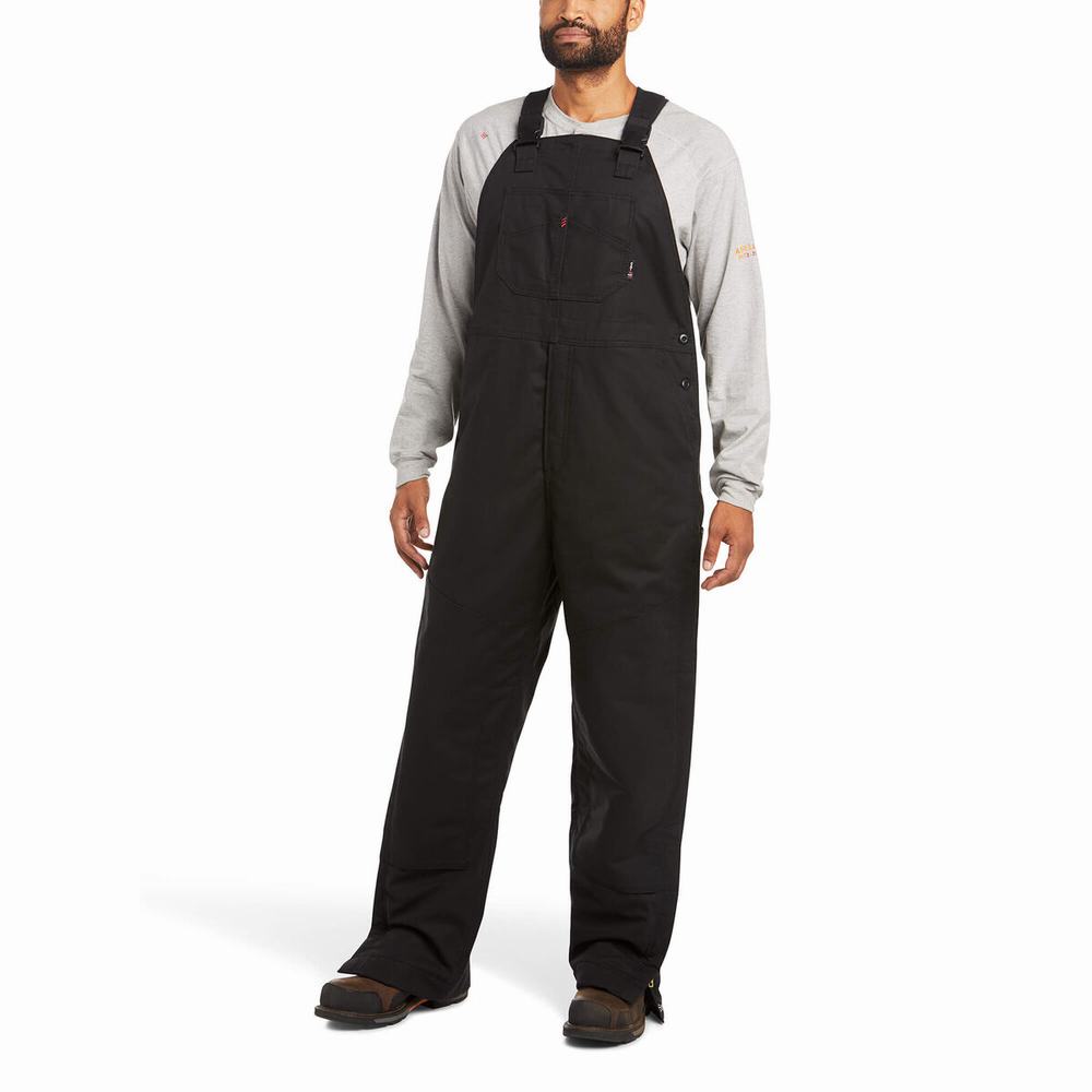 Black Men\'s Ariat FR Insulated Overall 2.0 Pants | 4153-QSRTI