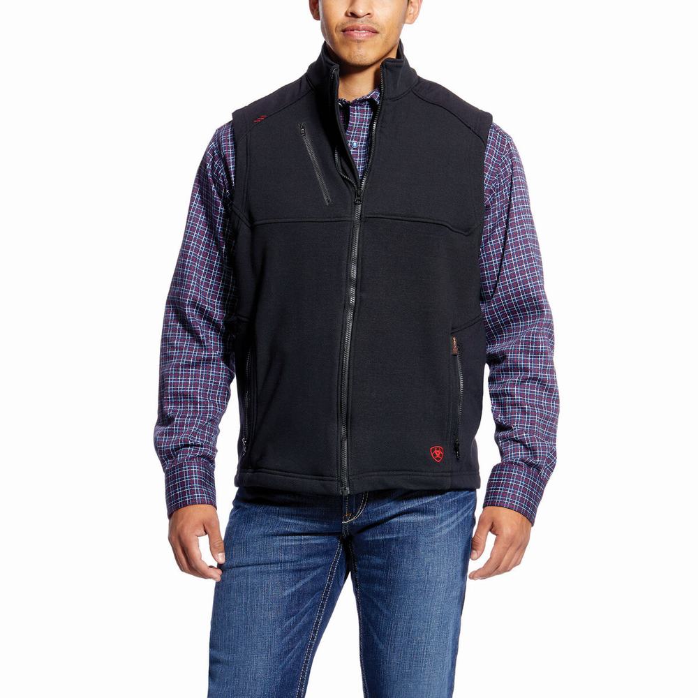 Black Men\'s Ariat FR Polartec Platform Jackets | 2865-ZQTVS