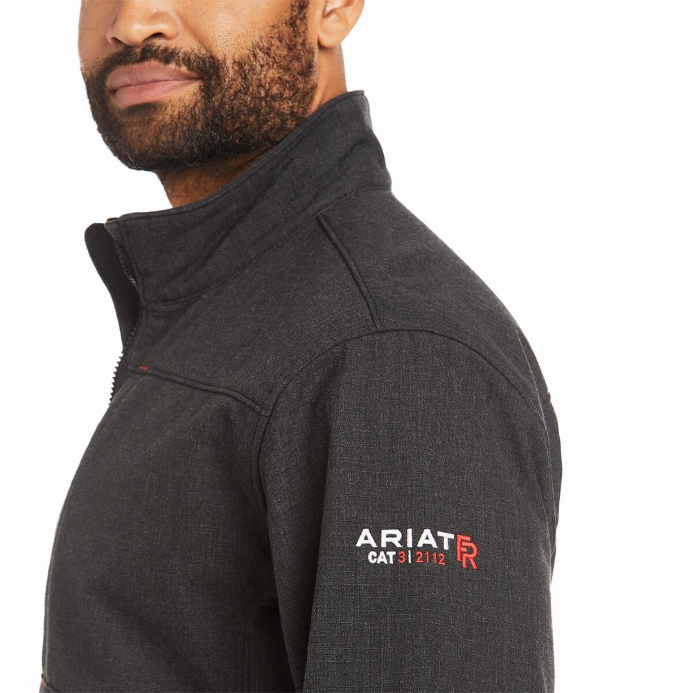 Black Men's Ariat FR Vernon Jackets | 0293-EMNBU