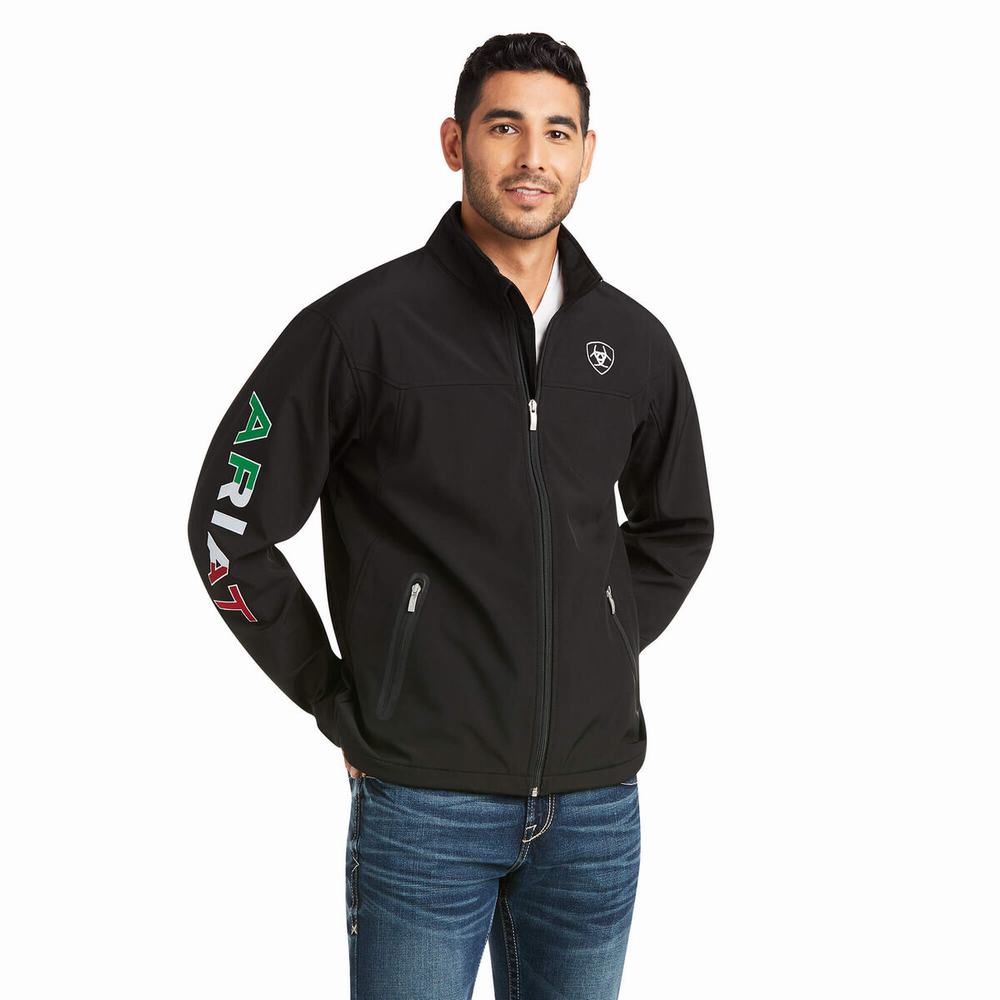 Black Men's Ariat New Team Softshell MEXICO English Riding | 1025-MWPUV