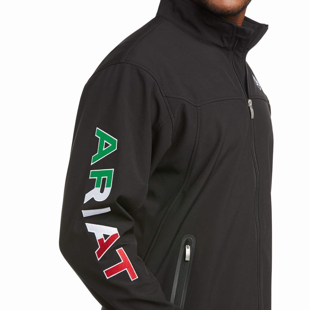 Black Men's Ariat New Team Softshell MEXICO English Riding | 1025-MWPUV