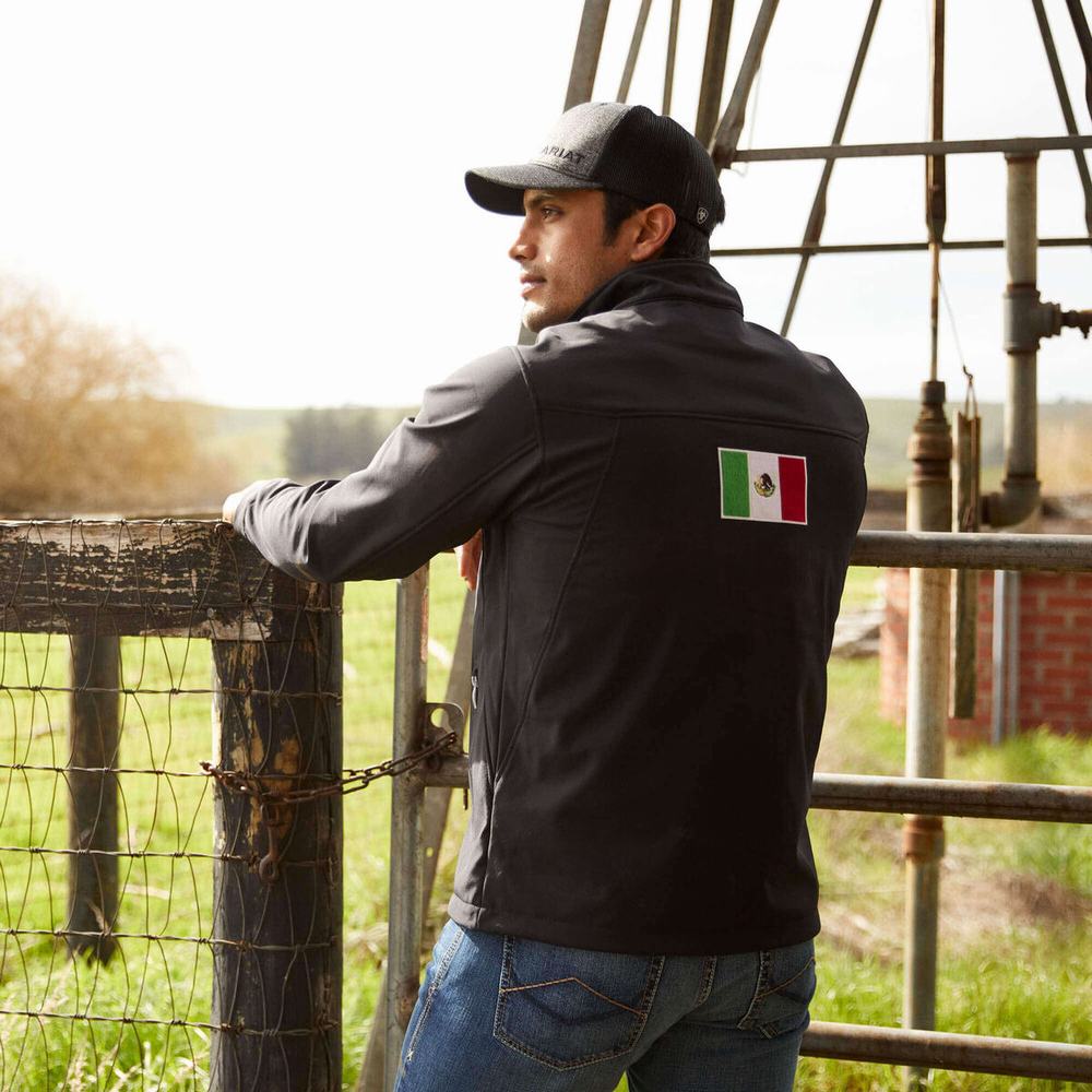 Black Men's Ariat New Team Softshell MEXICO English Riding | 1025-MWPUV