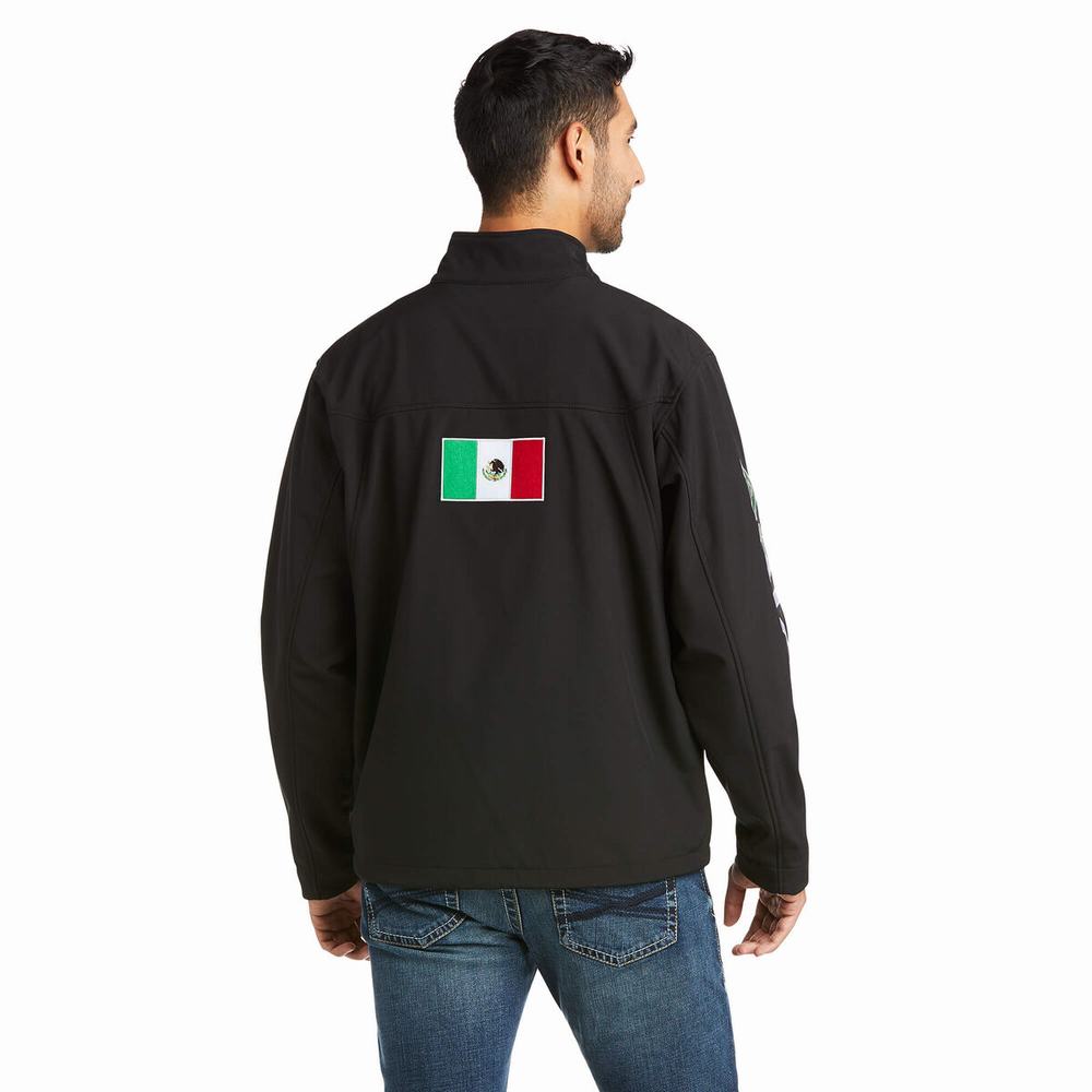 Black Men\'s Ariat New Team Softshell MEXICO English Riding | 1025-MWPUV