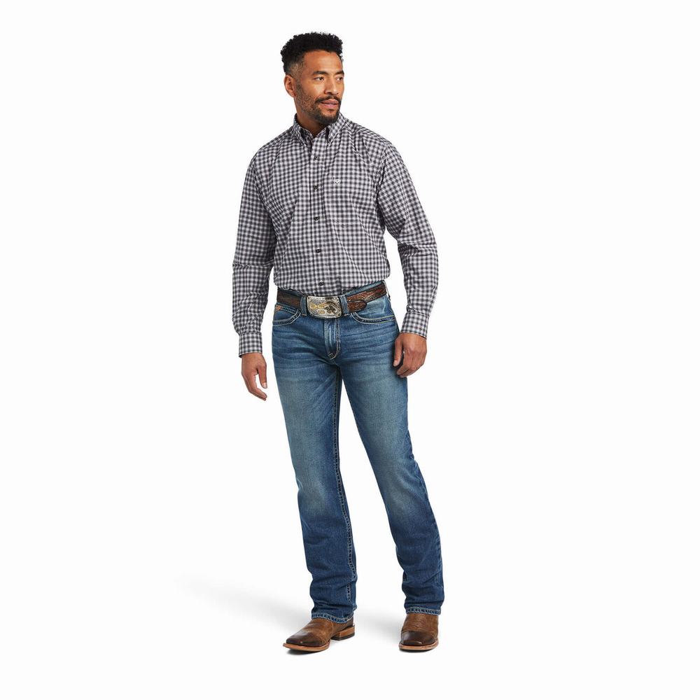 Black Men's Ariat Pro Series Michael Stretch Classic Fit Shirts | 0639-ZTLFD