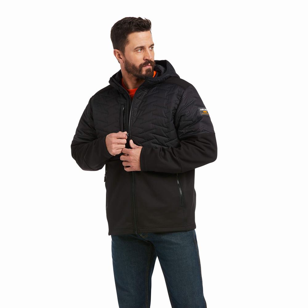 Black Men\'s Ariat Rebar Cloud 9 Insulated Jackets | 9702-ATXCU