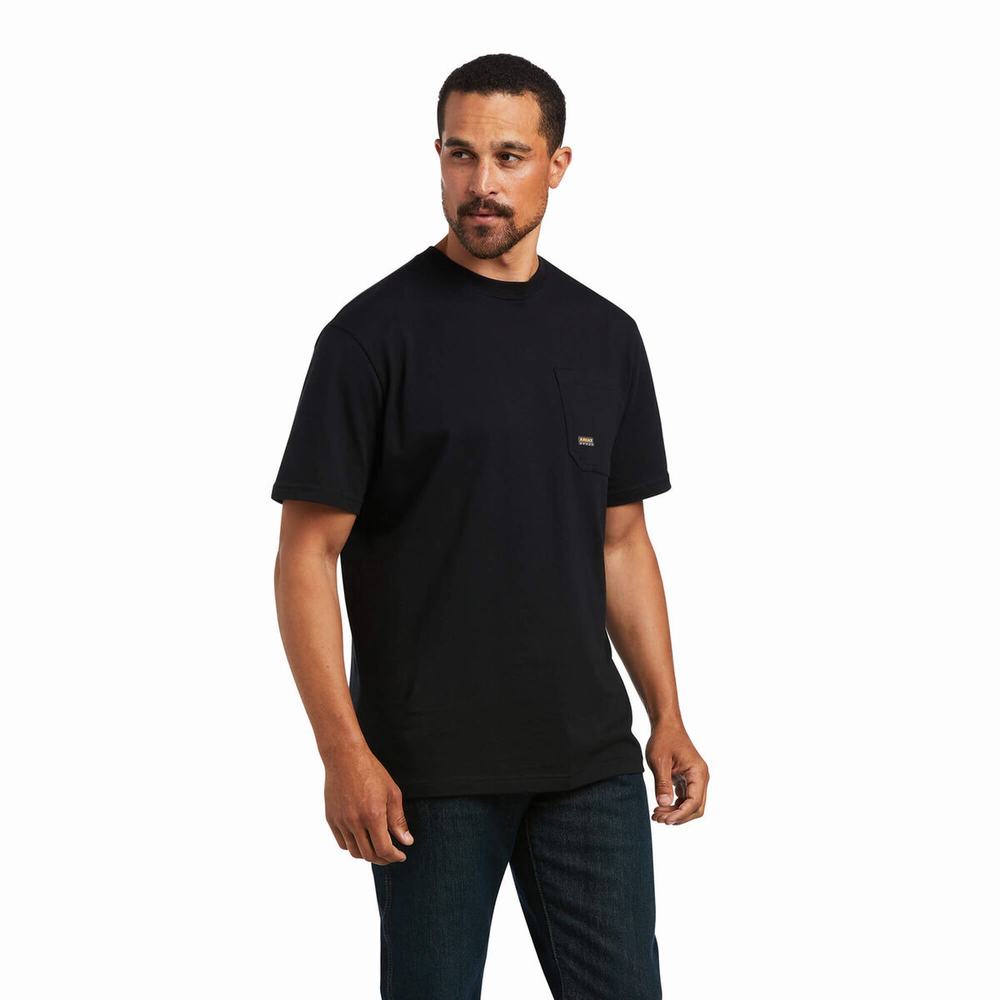 Black Men's Ariat Rebar Cotton Strong Mexican Pride Graphic Tops | 8326-PSEBG