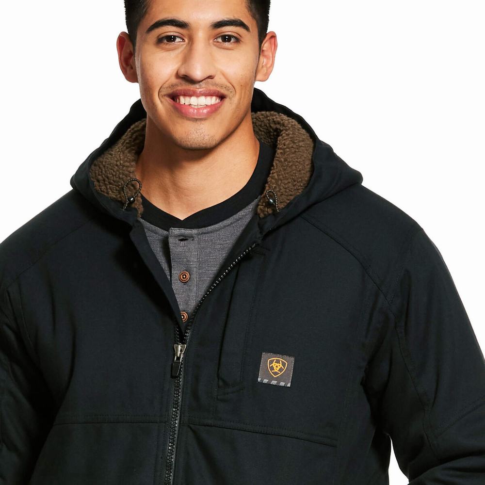 Black Men's Ariat Rebar DuraCanvas Jackets | 4891-XRWEZ