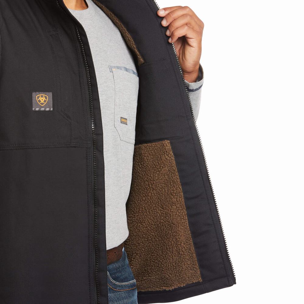 Black Men's Ariat Rebar DuraCanvas Jackets | 7538-SXKZQ