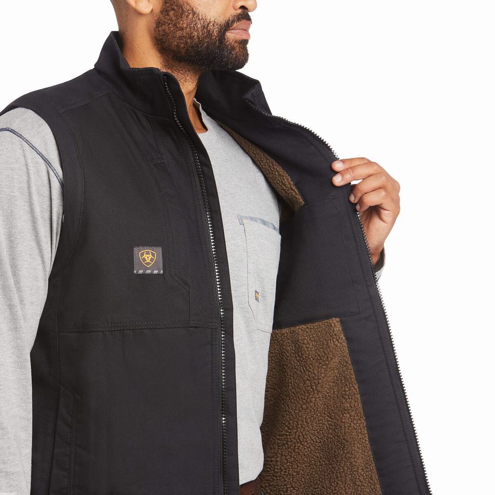 Black Men's Ariat Rebar DuraCanvas Jackets | 7538-SXKZQ