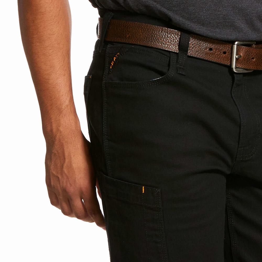 Black Men's Ariat Rebar DuraStretch Made Tough Pants | 5671-RCSIB