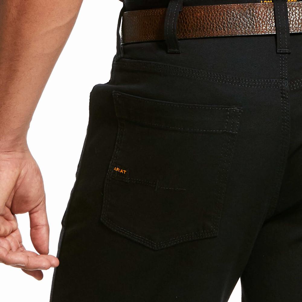 Black Men's Ariat Rebar DuraStretch Made Tough Pants | 5671-RCSIB